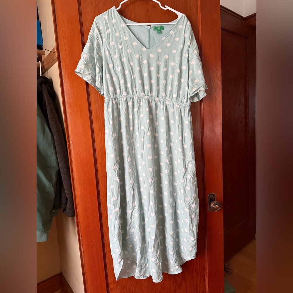 Mint Green Polka Dot Midi Dress
